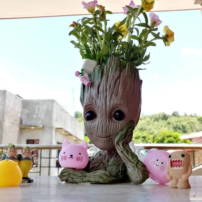 Groot Flowerpot Home Decoration Vases Multifunction Groot Flower Pot Ornaments Arrangement Action Character Figurine Pen Holder