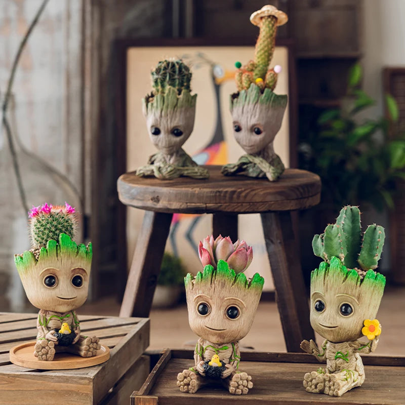 Groot Flowerpot Home Decoration Vases Multifunction Groot Flower Pot Ornaments Arrangement Action Character Figurine Pen Holder
